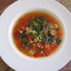 Ground Chicken, Kale and Brown Rice Soup