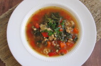 Ground Chicken, Kale and Brown Rice Soup