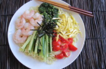 Hiyashi Chyuka (Cold Ramen Noodle Salad) with Black Sesame Vinaigrette